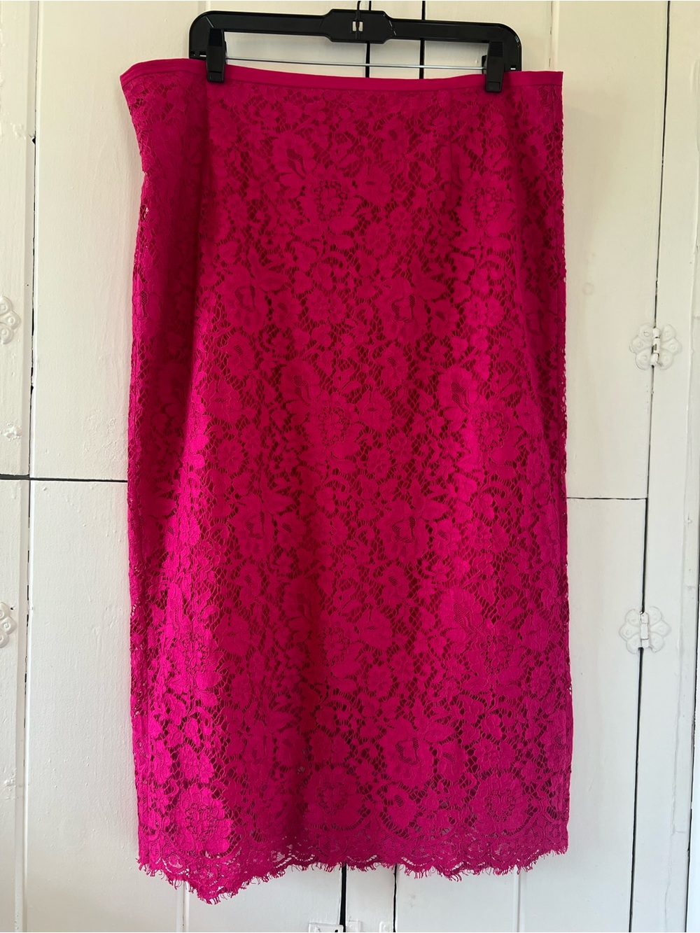Source Unknown Hot Pink Lace Midi Dress